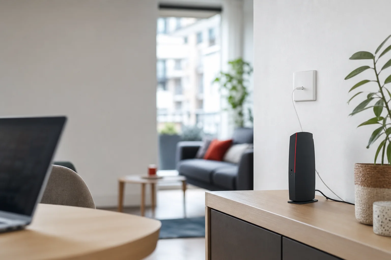 Box Internet et raccordement fibre dans un logement moderne