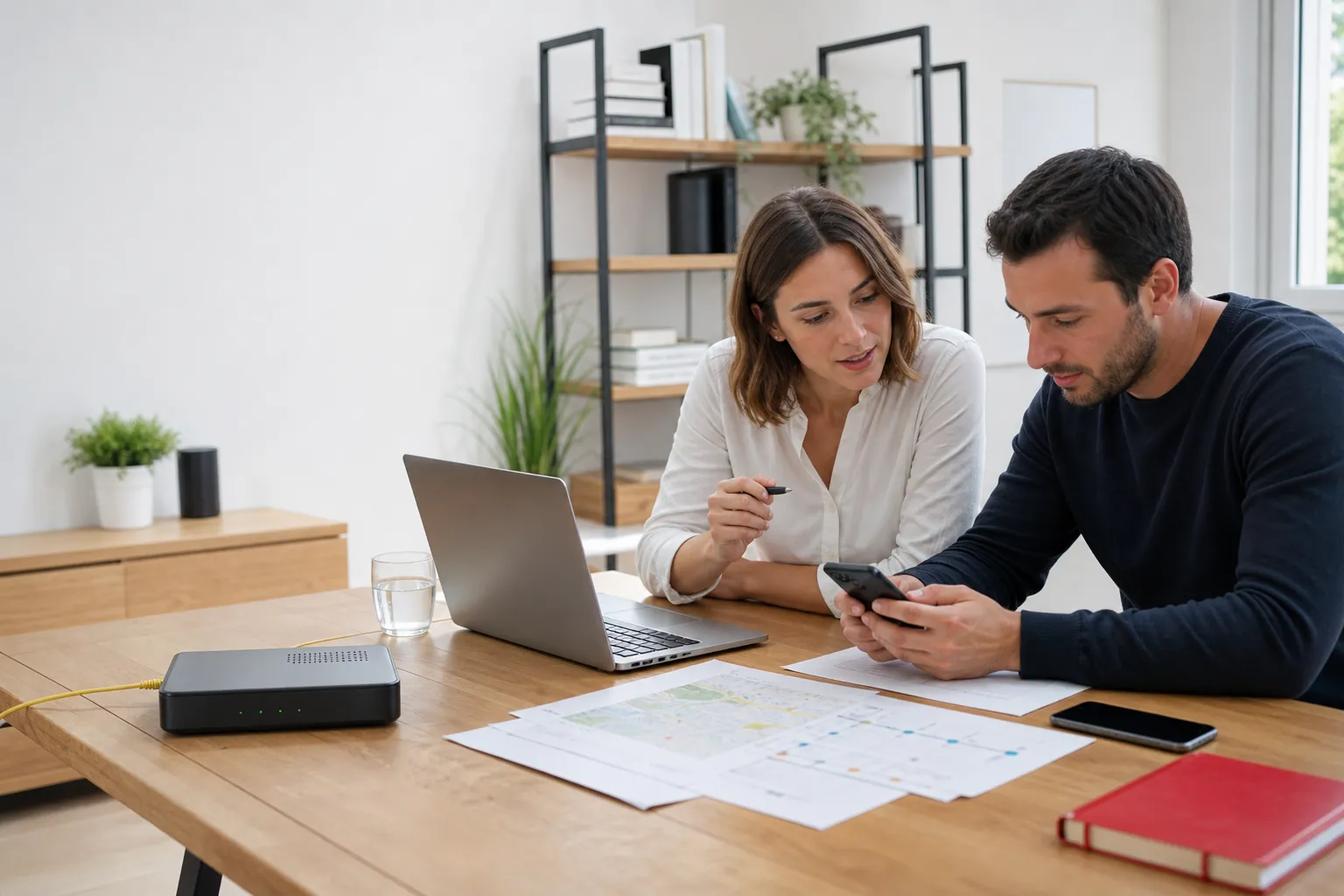 Experts comparant une connexion fibre et la couverture mobile en France
