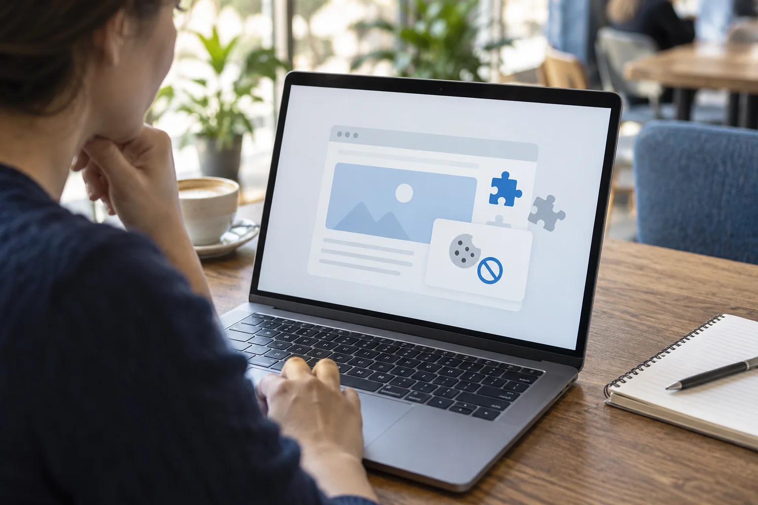 Personne consultant un navigateur sur ordinateur