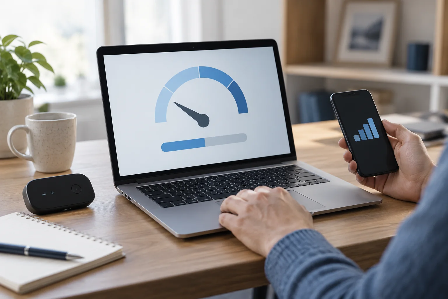 Ordinateur et routeur mobile pour suivre la connexion