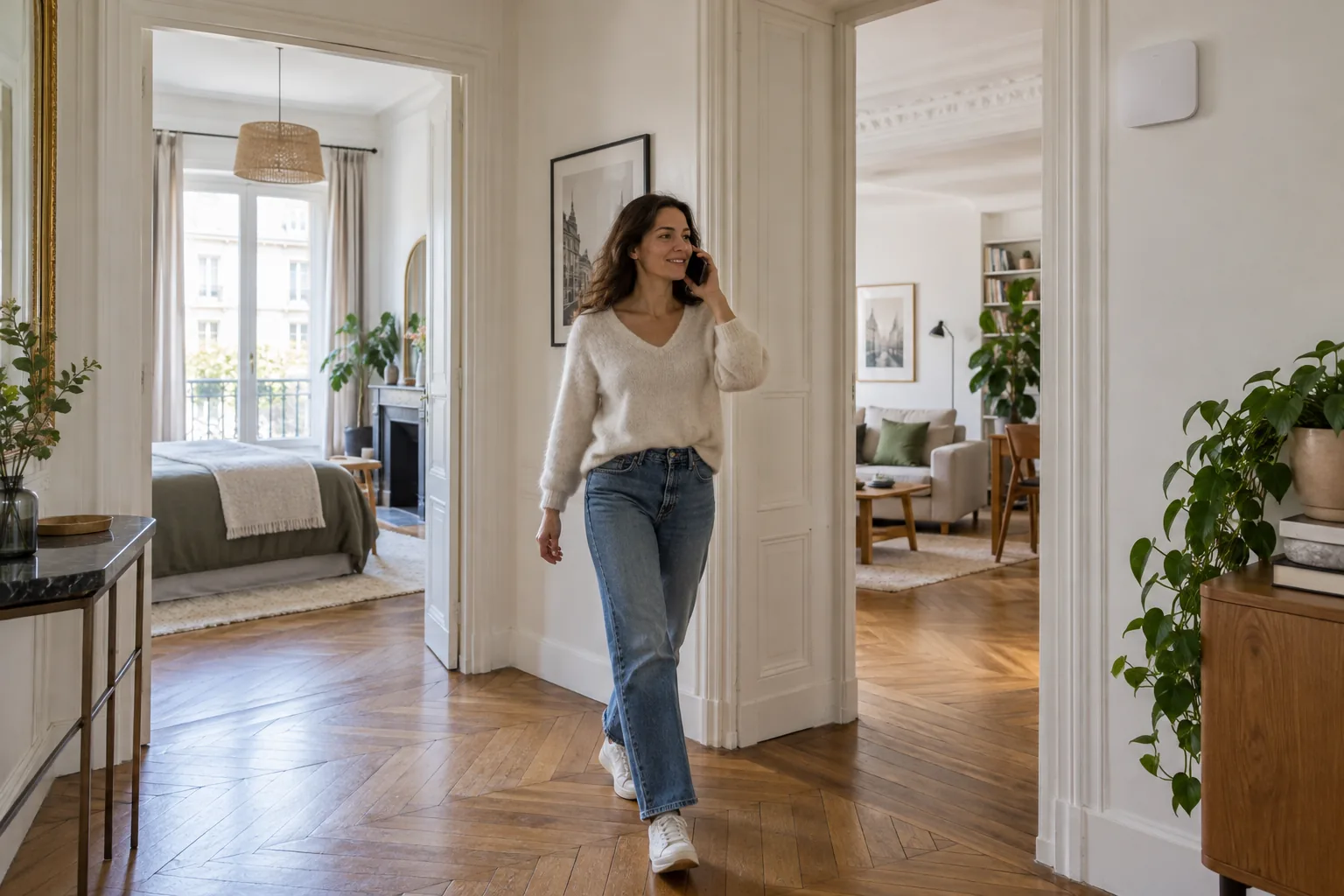 Personne se déplaçant entre deux points d’accès Wi‑Fi pendant un appel